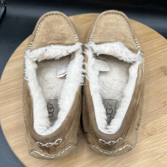 UGG Australia Women's Size 7 Ansley Tan Slippers 3312 Sherpa Lined Shoes - Picture 8 of 9